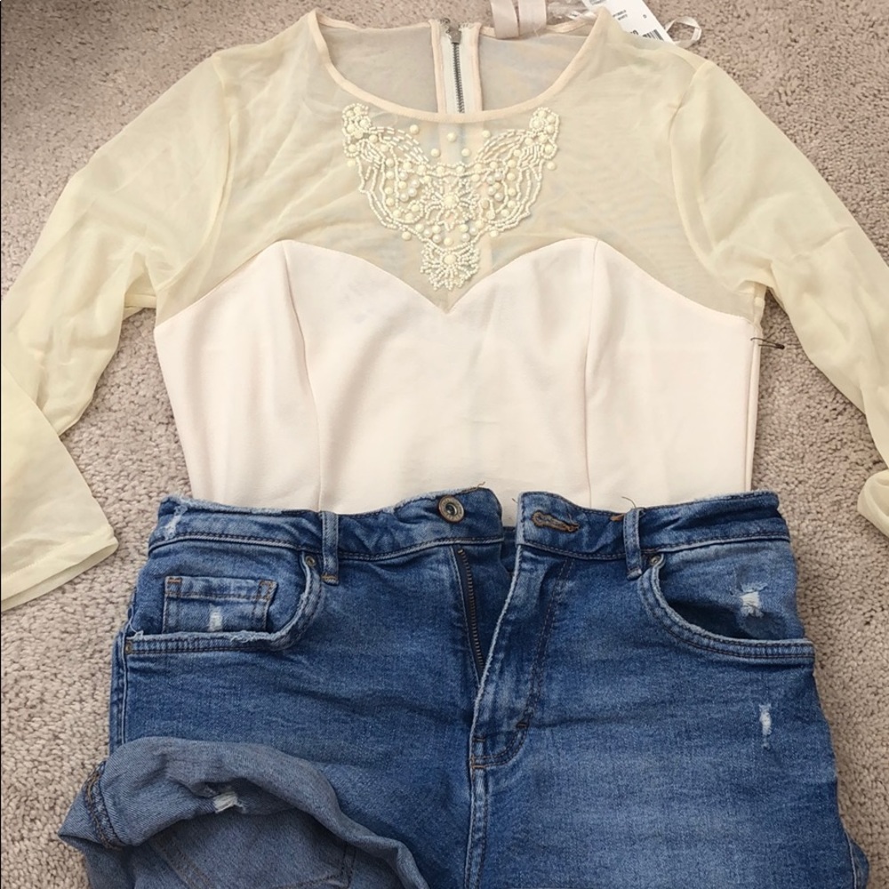 NWT FOREVER 21 BEADED MESH TOP